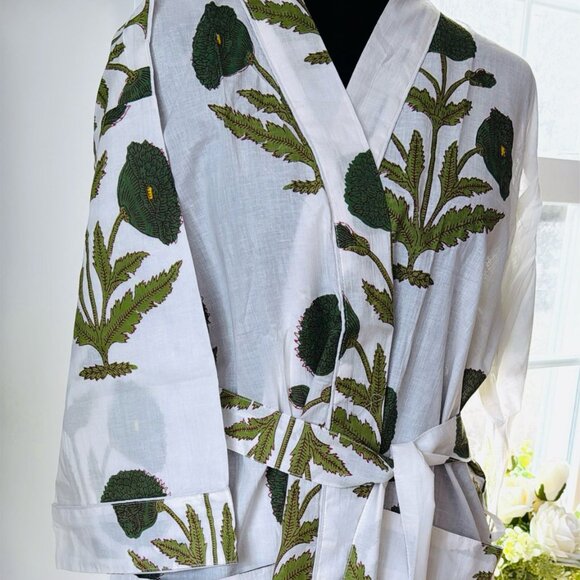 BRAND NEW Cotton kimono robe, block print robes for women, Dressing gown - Picture 2 of 3